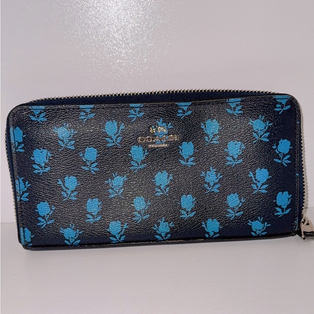 Coach Black Floral Long Wallet